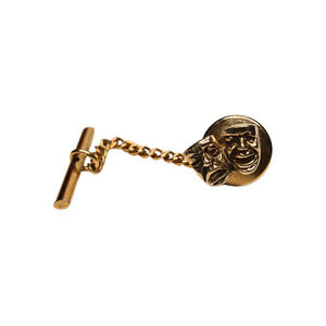 Vintage Comedy Tragedy Masks Tie Tack Gold Tone Mens 0.5 in Lapel Pin
